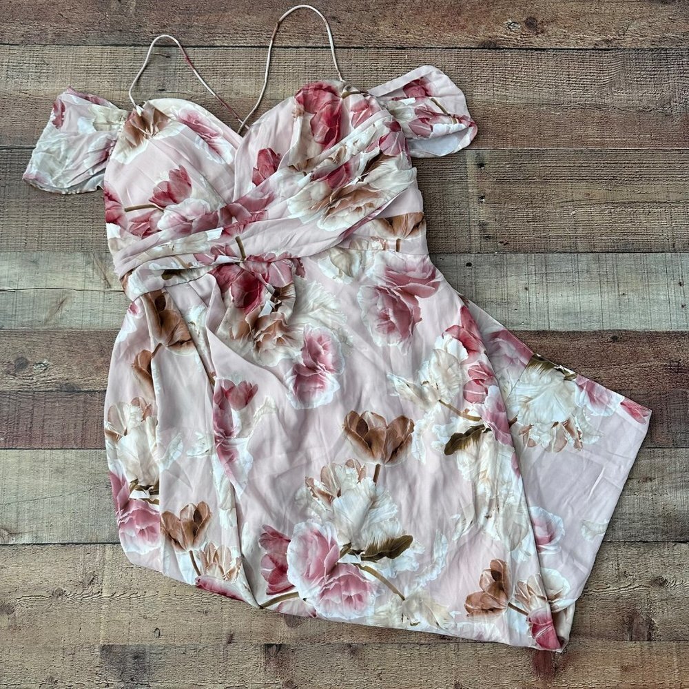 City Chic Floral Maxi Dress - Pink and White